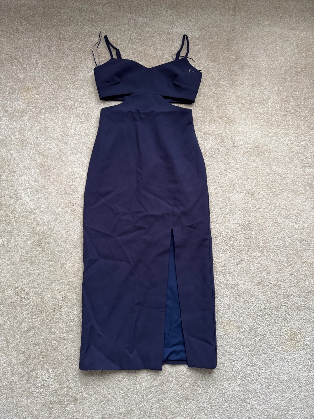 Likely Navy Strappy Midi Dress with Side Slit